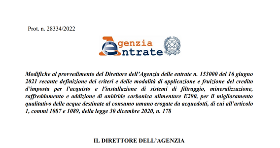 Bonus acqua potabile, dopo la domanda la scadenza per la ricevuta di presa in carico passa a 10 giorni