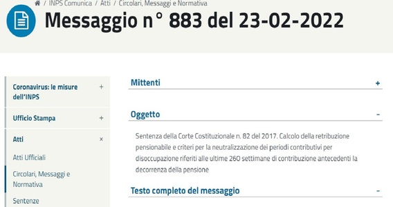 Pensioni, istruzioni INPS sulla neutralizzazione dei contributi per disoccupazione