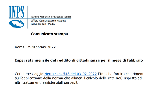 Reddito di cittadinanza, pagamento di febbraio 2022 con novità sul calcolo dell'importo