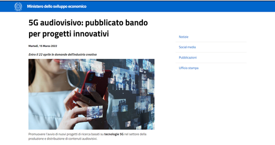 5G per la produzione di contenuti, in arrivo incentivi MISE: domanda entro la scadenza del 22 aprile 2022