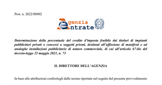 Bonus manifesti pubblicitari: credito d'imposta riconosciuto al 100 per cento