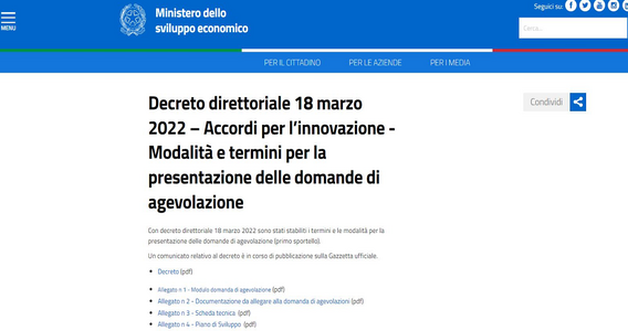 Accordi per l'innovazione, dal MISE le modalità di presentazione delle domande