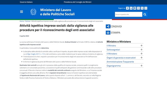 Attività ispettiva imprese sociali: le novità sui controlli dal Ministero del Lavoro