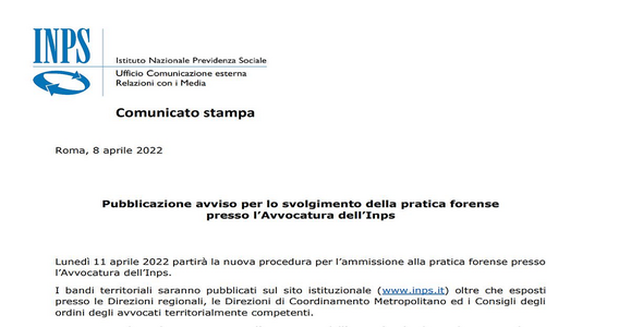 Pratica forense INPS 2022, al via le domande: istruzioni e requisiti