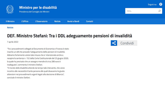 Pensione di invalidità, nel DEF 2022 un disegno di legge per adeguare l'importo