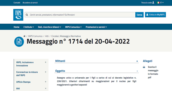 Assegno unico 2022, anche con la NASPI maggiorazione per i genitori lavoratori. Novità dall'INPS
