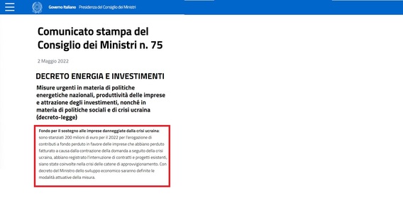 Nuovi contributi a fondo perduto per PMI: la novità per fronteggiare la crisi ucraina nel DL Aiuti