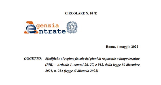 PIR, piani di risparmio a lungo termine: i chiarimenti delle Entrate sulla Legge di Bilancio 2022