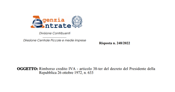 Rimborso credito IVA escluso se le fatture sono intestate alla partita IVA italiana della società extra UE