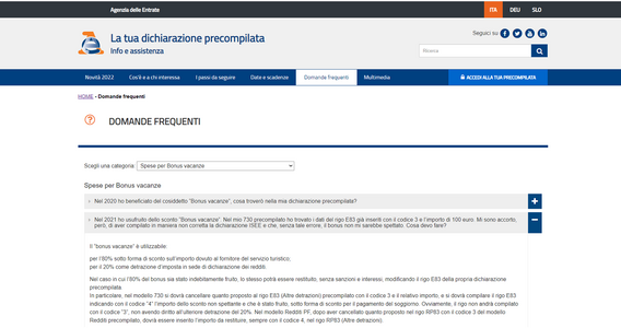 Bonus vacanze nel modello 730/2022 precompilato: istruzioni sull'utilizzo della detrazione o sulla restituzione