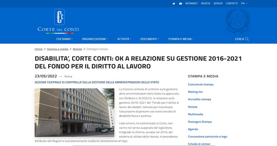 Fondo per il diritto al lavoro disabili: per la Corte dei Conti servono interventi sulla gestione