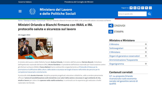 Alternanza scuola lavoro, firmato il protocollo per garantire salute e sicurezza