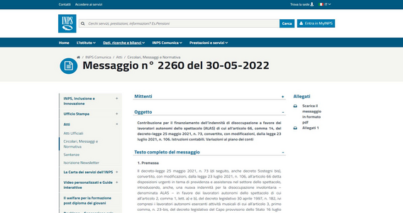 Disoccupazione lavoratori dello spettacolo, dall'INPS le istruzioni per i contributi ALAS