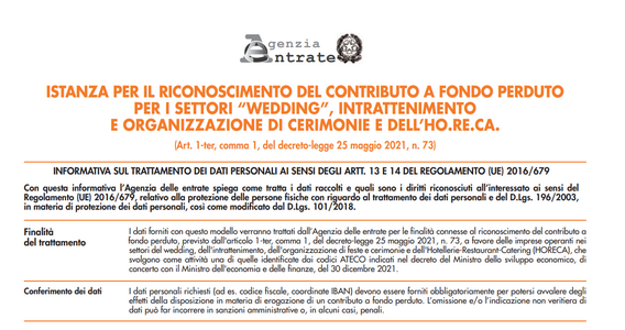Contributi a fondo perduto matrimoni, eventi e HORECA: domanda con scadenza 23 giugno