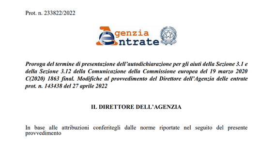 Autodichiarazione Aiuti di Stato Covid, arriva la proroga ufficiale: scadenza 30 novembre 2022