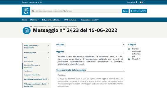 CIGS, dall'INPS le istruzioni per gli accordi di transizione occupazionale