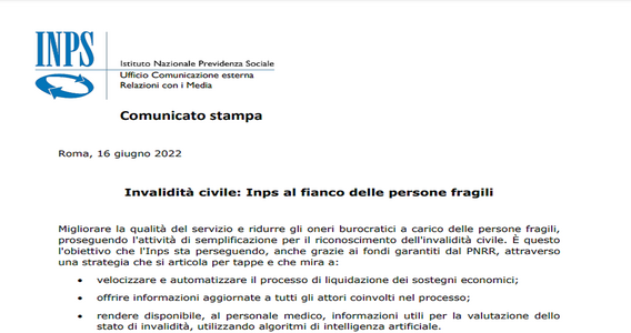 Invalidità civile, INPS: pagamenti più veloci e meno burocrazia