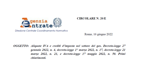 Bonus gas imprese 2022, il riepilogo delle agevolazioni nella circolare delle Entrate