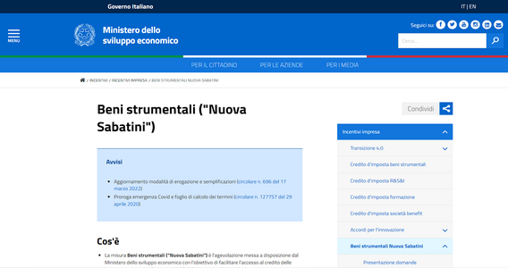 Beni strumentali, le istruzioni per la Nuova Sabatini Green e Sud