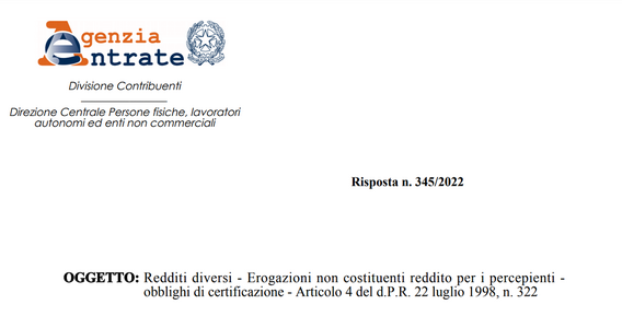 Certificazione Unica con il modello 770 per gli importi non imponibili