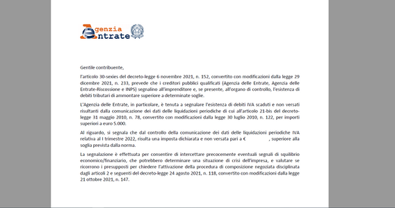 Avvisi IVA dall'Agenzia delle Entrate e valutazione della crisi d'impresa