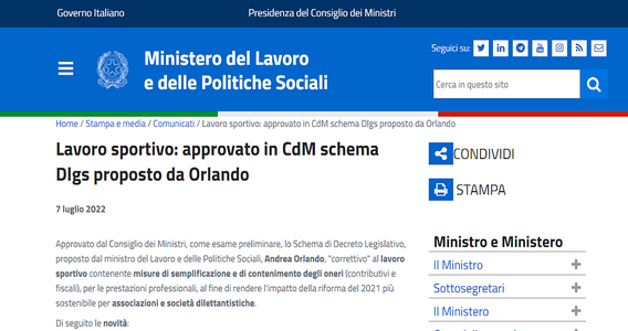 Riforma dello sport: previste agevolazioni fiscali e contributive per i dilettanti
