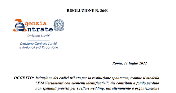 Contributi a fondo perduto, dalla ristorazione alle discoteche: il codice tributo per la restituzione