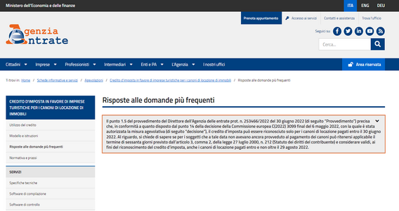 Bonus affitto per i canoni pagati fino al 29 agosto 2022: più tempo per il credito d'imposta