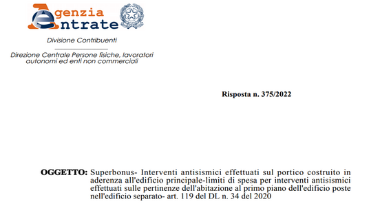 Sismabonus 110 fino al 2023 anche per le pertinenze dell'edificio dell'unico proprietario