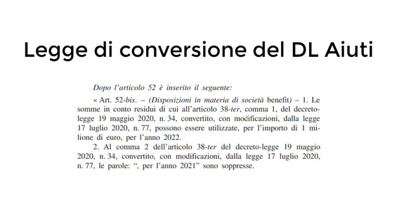 Società benefit, più tempo per la compensazione del credito d'imposta