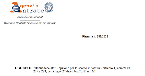 Bonus facciate, no alla correzione dell'errore sullo sconto in fattura