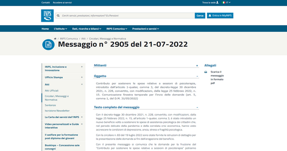 Bonus psicologo 2022: domanda al via dal 25 luglio, le istruzioni INPS