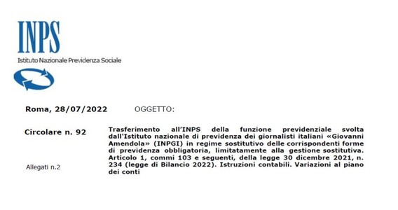 Pensione giornalisti, le istruzioni sul passaggio dall'INPGI all'INPS
