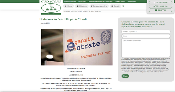 Agenzia delle Entrate di Lodi, inviate 13.000 cartelle per prestazioni sanitarie già pagate