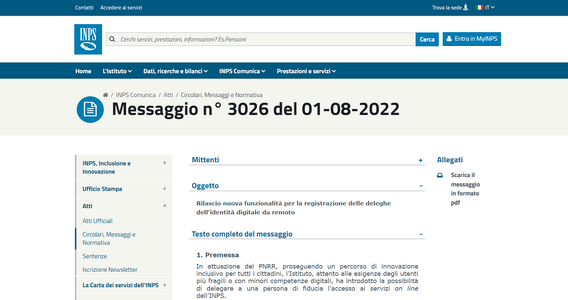 Delega identità digitale INPS: nuovo servizio di videochiamata per il riconoscimento da remoto