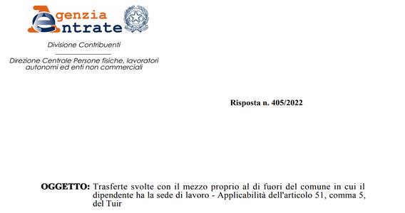 Trasferta con auto propria esente IRPEF entro i limiti dei rimborsi ACI