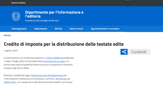 Bonus imprese editrici per la distribuzione delle testate: domanda dal 14 ottobre
