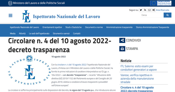 Contratto di lavoro, dall'Ispettorato i primi chiarimenti sul Decreto Trasparenza