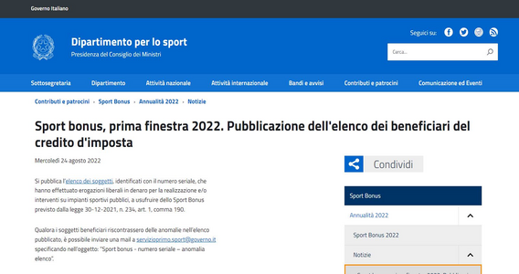 Sport bonus 2022: come utilizzare il credito d'imposta