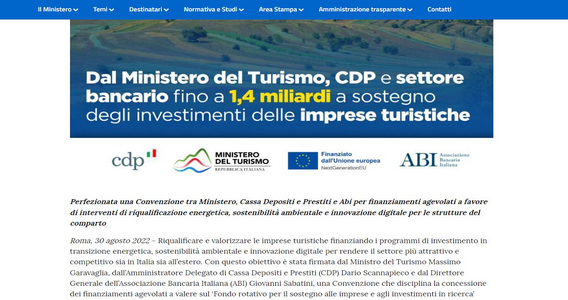 Imprese turistiche: in arrivo 1,4 miliardi di euro per investimenti in riqualificazione