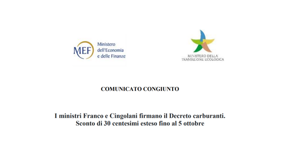 Nuovo decreto carburanti, riduzione di 30 centesimi al litro fino al 5 ottobre