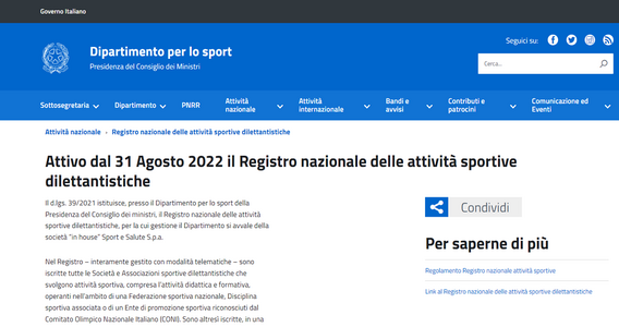 Società sportive: come iscriversi al Registro nazionale delle attività dilettantistiche, attivo dal 31 agosto