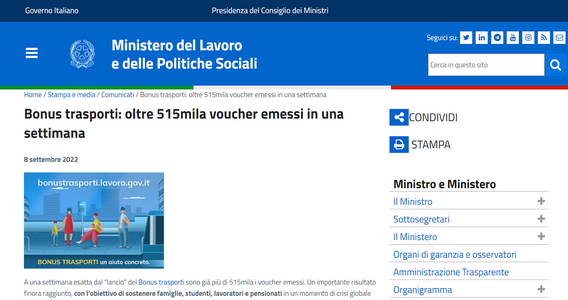 Bonus trasporti 2022: emessi 515mila voucher, la piattaforma è ancora attiva