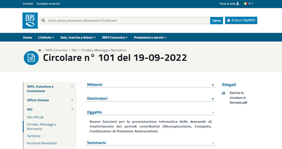 Ricongiunzione contributi INPS: nuove funzioni per l'invio delle domande online