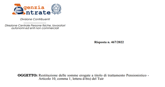 Pensioni, restituzione con o senza ritenute? Dall'Agenzia delle Entrate i chiarimenti