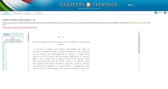 Cinema e teatri, nuovi contributi in arrivo con il Decreto Aiuti ter in GU