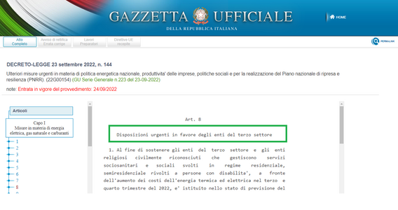 Contributi spese energia per gli ETS: le novità del Decreto Aiuti ter