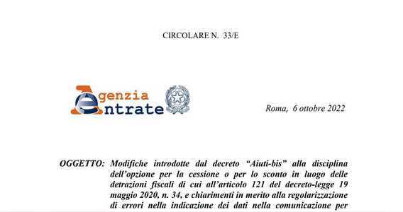 Cessione del credito superbonus 110 verso lo sblocco: le novità nella circolare delle Entrate