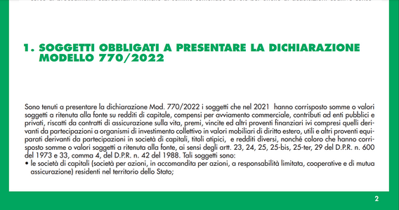 I soggetti obbligati alla presentazione del modello 770/2022