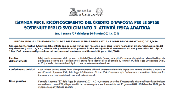 Bonus attività fisica adattata, domanda dal 15 febbraio per le spese 2022: modello e istruzioni